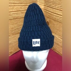 💫Miller Lite Beer Textured Navy Knit Beanie Hat